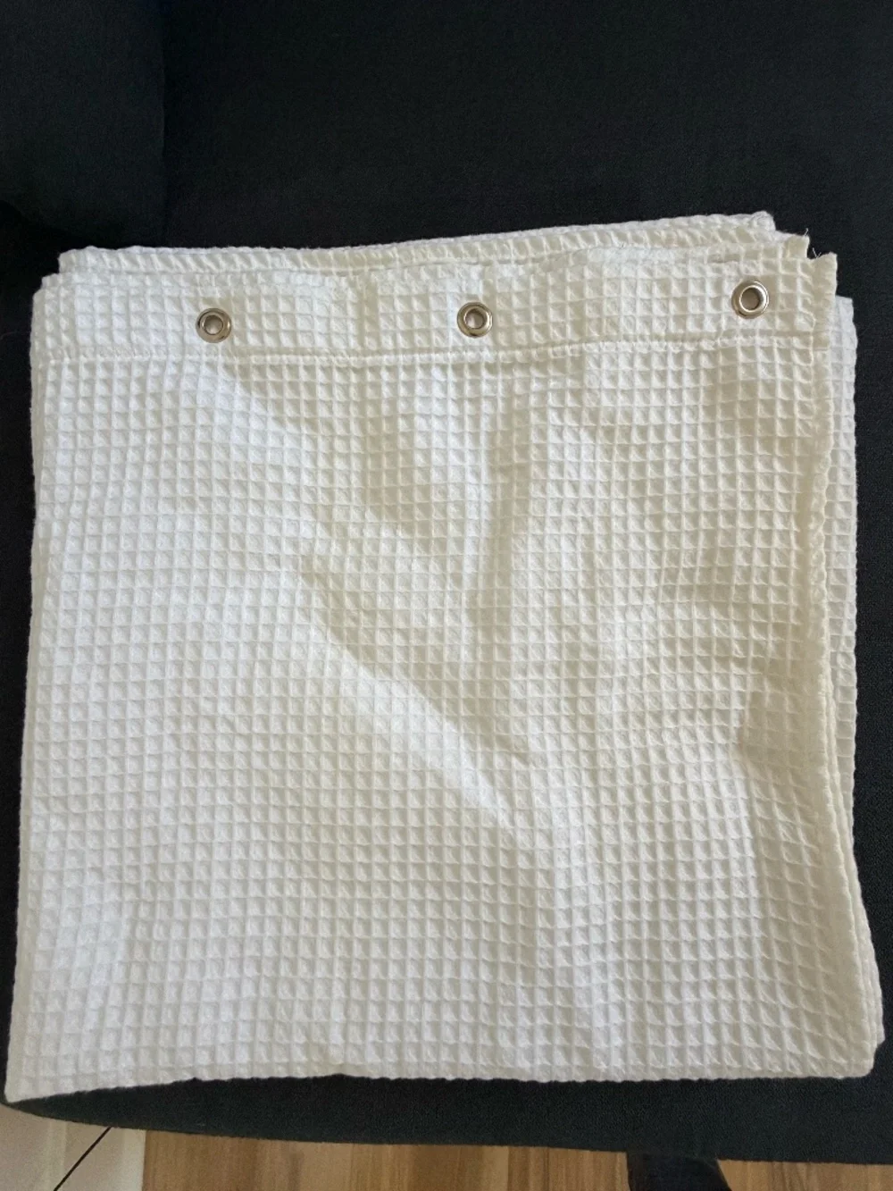 White waffle knit shower curtain